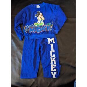 1980 Mickey Mouse Doctor Sweat Suit Pants Shirt Blue Disney Pilgrim Youth USA